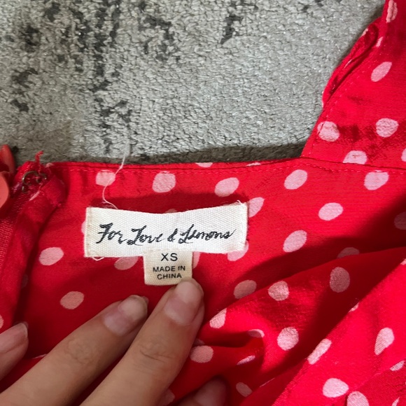 For Love & Lemons X REVOLVE Buttoned Mini Dress red polka dots - Picture 3 of 5